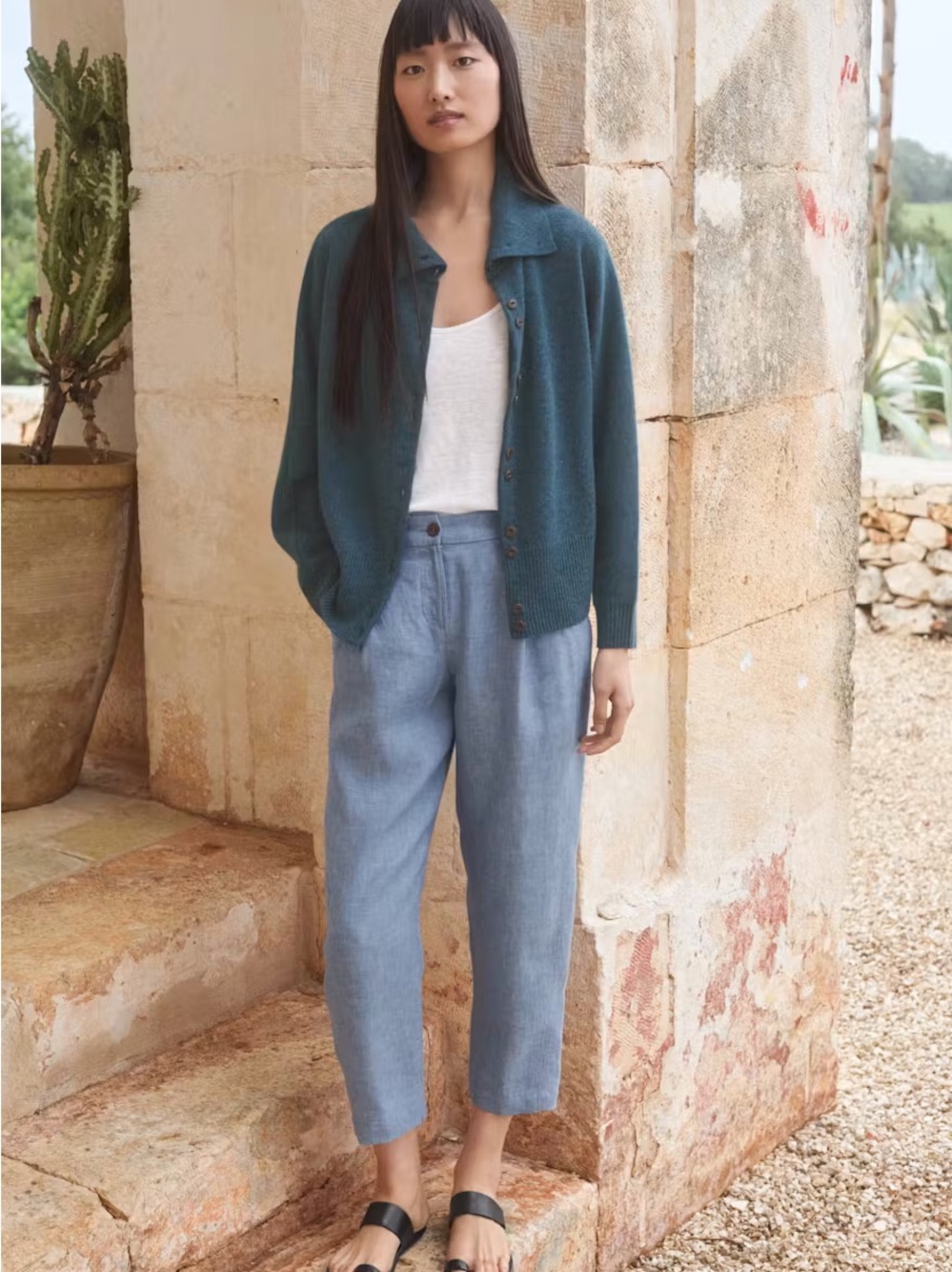 POETRY CROPPED TAPERED TROUSERS IN DENIM